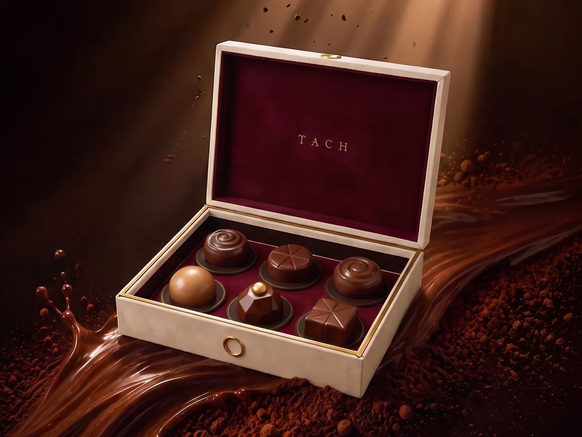 Classic box — 6 chocolates in a burgundy tray